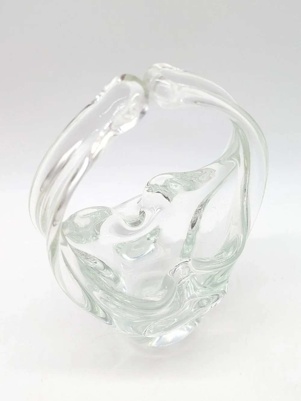 Vintage Clear Glass Art Basket Decor